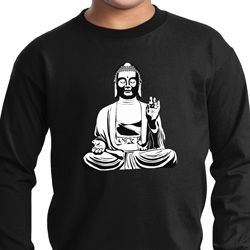 Kids Yoga Tee At Peace Buddha Youth Long Sleeve