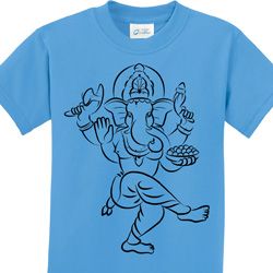 Kids Yoga Tee Black Sketch Ganesha Youth Shirt