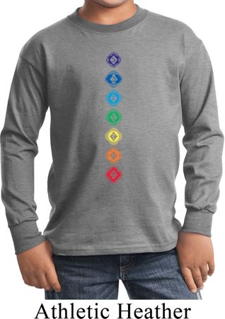 Kids Yoga Tee Diamond Chakras Youth Long Sleeve