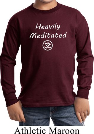 Kids Yoga Tee Heavily Meditated with OM Youth Long Sleeve