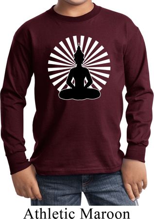 Kids Yoga Tee Meditating Buddha Youth Long Sleeve Shirt