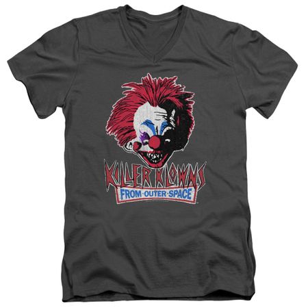 Killer Klowns From Outer Space Slim Fit V-Neck Shirt Rough Clown Charcoal T-Shirt