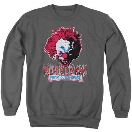 Killer Klowns From Outer Space Sweatshirt Rough Clown Adult Charcoal Sweat Shirt