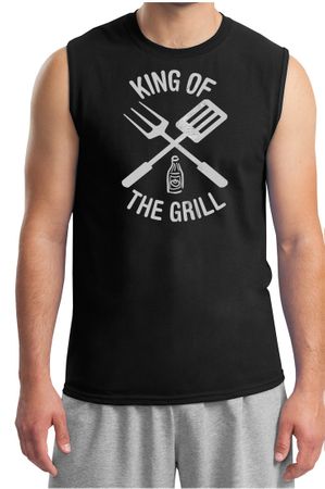 King Of The Grill Shooter Shirt Barbecue Utensils Adult Muscle Shirt