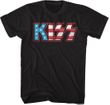 KISS American Flag Logo Glam Rock T-shirt - Black