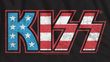 KISS American Flag Logo Glam Rock T-shirt - Black