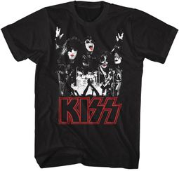 KISS In Concert Adult 70s Glam Band T-shirt - Black KISS In Concert Adult 70s Glam Band T-shirt - Black