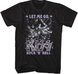 KISS Glass Breaking Adult Glam Band T-shirt - Black KISS Glass Breaking Adult Glam Band T-shirt - Black