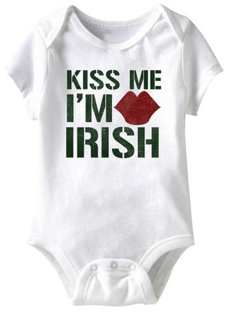 Kiss Me I'm Irish Funny Baby Romper White Infant Babies Creeper