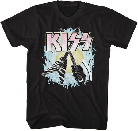 KISS Two Guitars Adult T-shirt - Black