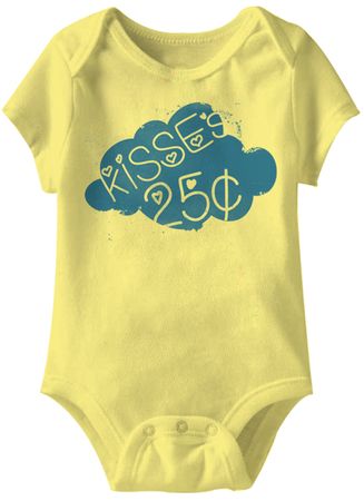 Kisses 25 Cents Funny Baby Romper Yellow Infant Babies Creeper