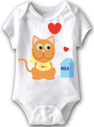 Kitty Loves Milk Funny Baby Romper White Infant Babies Creeper Kitty Loves Milk Funny Baby Romper White Infant Babies Creeper