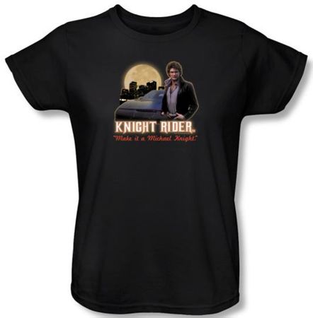Knight Rider Ladies T-shirt Full Moon Black Tee Shirt