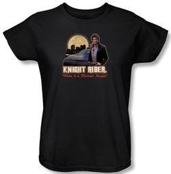 Knight Rider Ladies T-shirt Full Moon Black Tee Shirt Knight Rider Ladies T-shirt Full Moon Black Tee Shirt