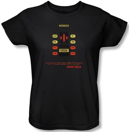 Knight Rider Ladies T-shirt Kitt Consol Black Tee Shirt