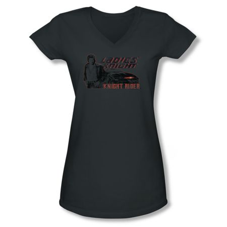 Knight Rider Shirt Juniors V Neck Ladies Knight Charcoal T-Shirt