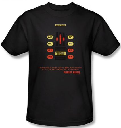 Knight Rider T-shirt Kitt Consol Adult Black Tee Shirt