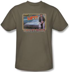 Knight Rider T-shirt Need A Lift Adult Safari Green Tee Shirt Knight Rider T-shirt Need A Lift Adult Safari Green Tee Shirt
