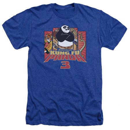 Kung Fu Panda 3 Shirt Kung Furry Heather Royal Blue T-Shirt