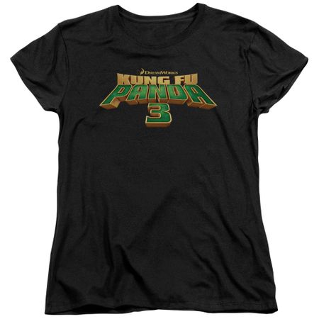 Kung Fu Panda 3 Womens Shirt Movie Logo Black T-Shirt
