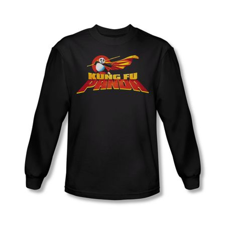 Kung Fu Panda Shirt Logo Long Sleeve Black Tee T-Shirt