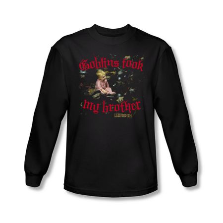 Labyrinth Shirt Goblins Took My Brother Long Sleeve Black Tee T-Shirt