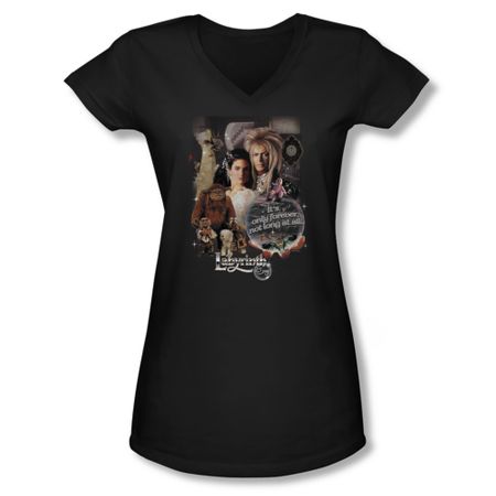 Labyrinth Shirt Juniors V Neck 25 Years Of Magic Black Tee T-Shirt