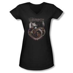 Labyrinth Shirt Juniors V Neck Globes Black Tee T-Shirt