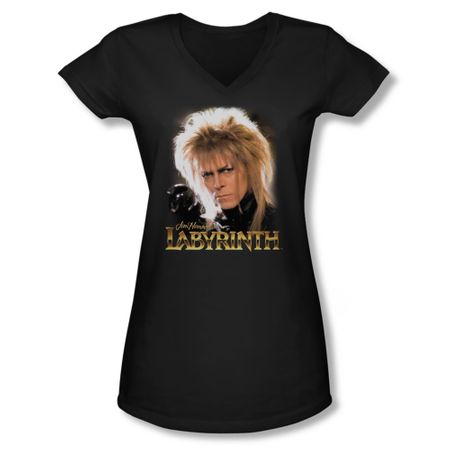 Labyrinth Shirt Juniors V Neck Jareth Black Tee T-Shirt