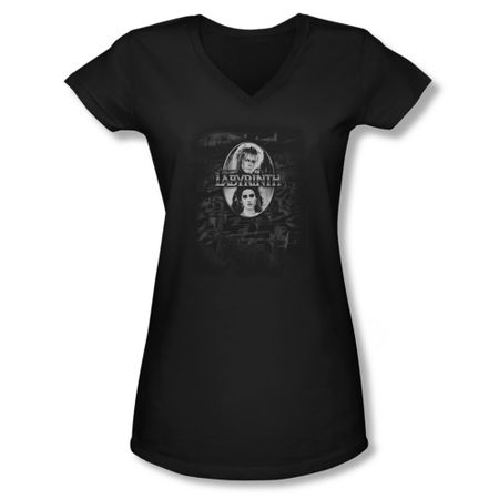 Labyrinth Shirt Juniors V Neck Maze Black Tee T-Shirt