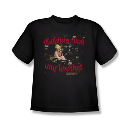 Labyrinth Shirt Kids Goblins Took My Brother Black Youth Tee T-Shirt