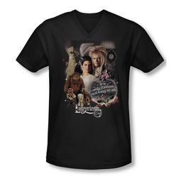 Labyrinth Shirt Slim Fit V Neck 25 Years Of Magic Black Tee T-Shirt Labyrinth Shirt Slim Fit V Neck 25 Years Of Magic Black Tee T-Shirt
