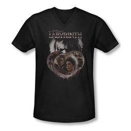 Labyrinth Shirt Slim Fit V Neck Globes Black Tee T-Shirt
