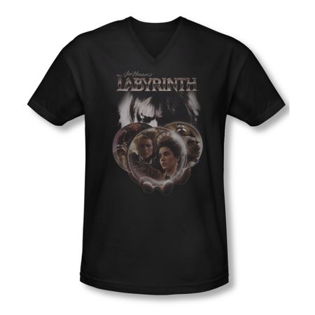 Labyrinth Shirt Slim Fit V Neck Globes Black Tee T-Shirt