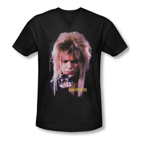 Labyrinth Shirt Slim Fit V Neck Goblin King Black Tee T-Shirt