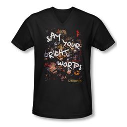 Labyrinth Shirt Slim Fit V Neck Right Words Black Tee T-Shirt