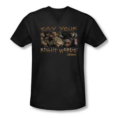 Labyrinth Shirt Slim Fit V Neck Say Your Right Words Black Tee T-Shirt