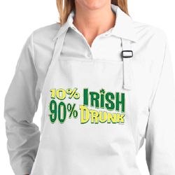 Ladies Apron 10% Irish 90% Drunk Full Length Apron with Pockets Ladies Apron 10% Irish 90% Drunk Full Length Apron with Pockets