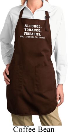 Ladies Apron Alcohol Tobacco Firearms Full Length Apron with Pockets