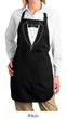 Ladies Apron Basic White Tuxedo Full Length Apron with Pockets