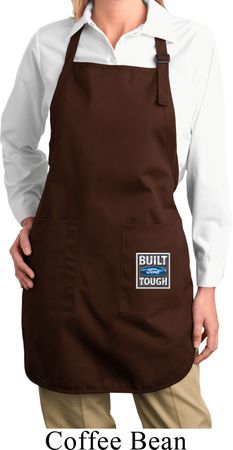 Ladies Apron Built Ford Bottom Print Full Length Apron with Pockets