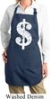 Ladies Apron Distressed Dollar Sign Full Length Apron with Pockets