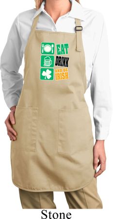 Ladies Apron Eat Drink Be Irish Full Length Apron with Pockets