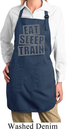 Ladies Apron Eat Sleep Train Full Length Apron with Pockets
