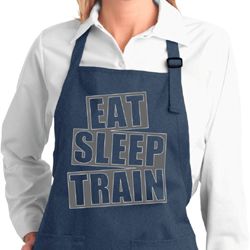 Ladies Apron Eat Sleep Train Full Length Apron with Pockets