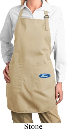 Ladies Apron Ford Oval Bottom Print Full Length Apron with Pockets