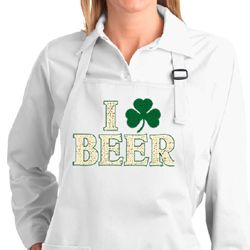 Ladies Apron I Love Beer Full Length Apron with Pockets