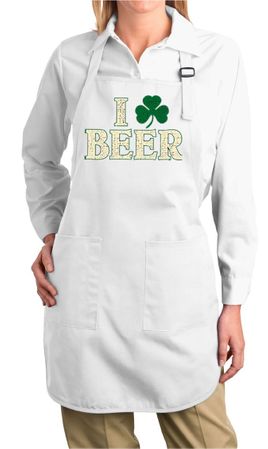Ladies Apron I Love Beer Full Length Apron with Pockets