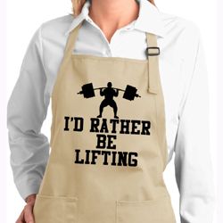 Ladies Apron I Rather Be Lifting Full Length Apron with Pockets Ladies Apron I Rather Be Lifting Full Length Apron with Pockets