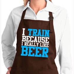 Ladies Apron I Train For Beer Full Length Apron with Pockets
